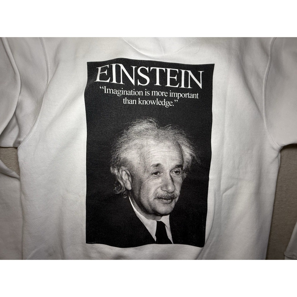 Albert Einstein Men's White Hoodie Size Large Image Of Albert Einstein